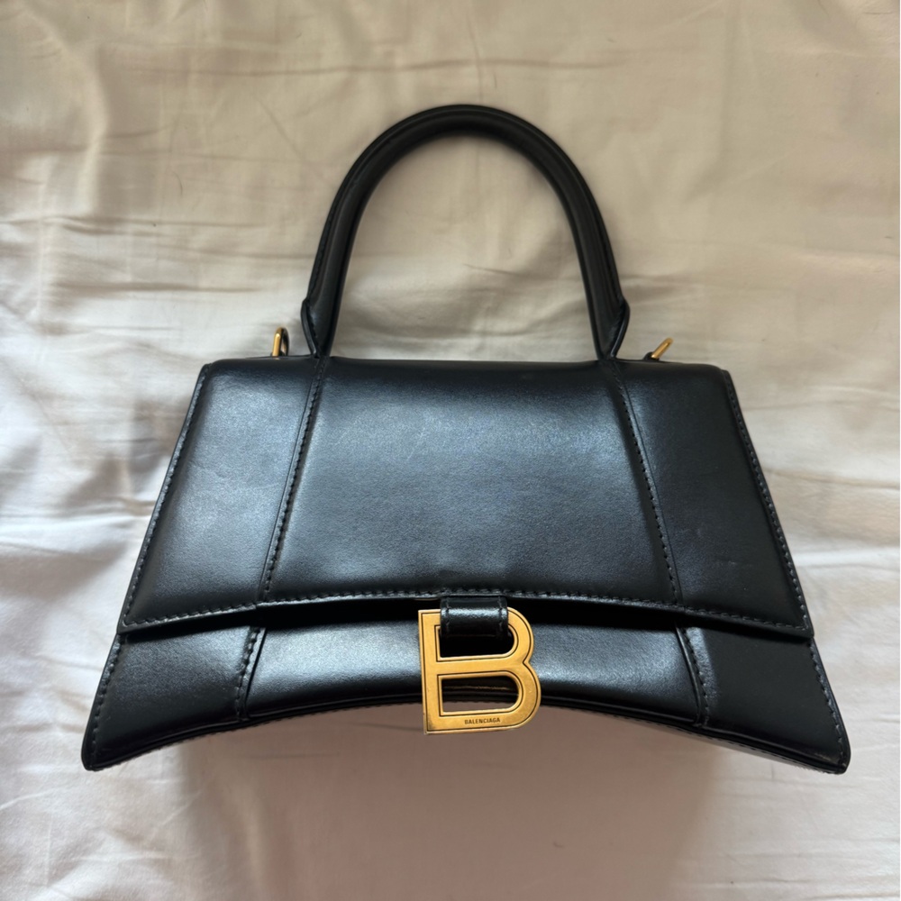 Balenciaga Black Shoulder Bag with Gold Accent
